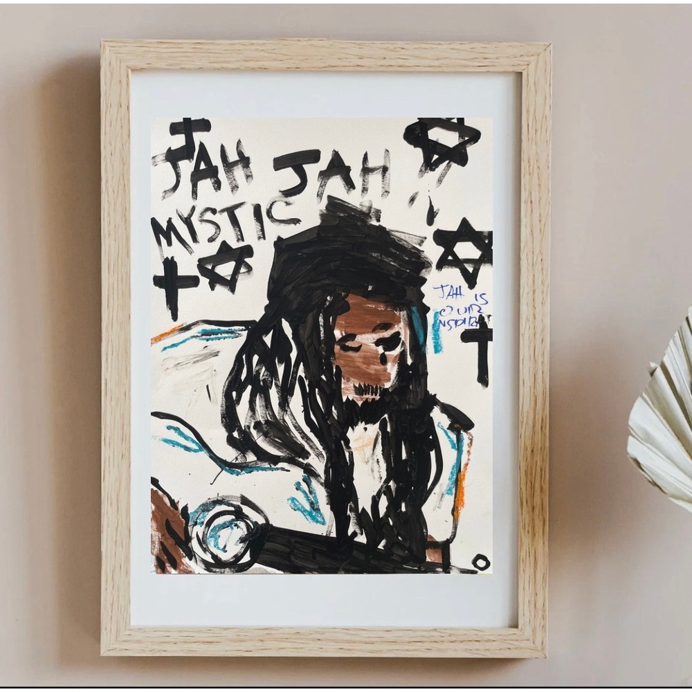 OMAN Original Painting Jah Jah Mystic Neo-Expressionist Street Art 11x14 Paper